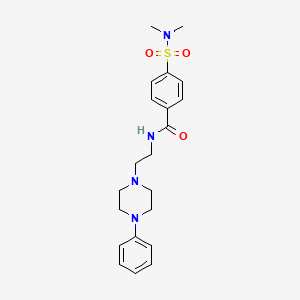 molecular formula C21H28N4O3S B2491791 4-(N,N-二甲基磺酰)-N-(2-(4-苯基哌嗪-1-基)乙基)苯甲酰胺 CAS No. 1049445-01-3