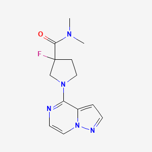 molecular formula C13H16FN5O B2491793 3-fluoro-N,N-dimethyl-1-{pyrazolo[1,5-a]pyrazin-4-yl}pyrrolidine-3-carboxamide CAS No. 2201943-90-8