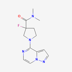 molecular formula C13H16FN5O B2491793 3-フルオロ-N,N-ジメチル-1-{ピラゾロ[1,5-a]ピラジン-4-イル}ピロリジン-3-カルボキサミド CAS No. 2201943-90-8