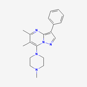 molecular formula C19H23N5 B2491802 5,6-二甲基-7-(4-甲基哌嗪-1-基)-3-苯基吡唑并[1,5-a]嘧啶 CAS No. 898915-17-8