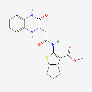 molecular formula C19H19N3O4S B2491809 甲基 2-{[(3-氧代-1,2,3,4-四氢喹喔啉-2-基)乙酰]氨基}-5,6-二氢-4H-环戊[b]噻吩-3-羧酸酯 CAS No. 1008000-08-5