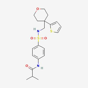 molecular formula C20H26N2O4S2 B2491811 N-(4-(N-((4-(噻吩-2-基)四氢-2H-吡喃-4-基)甲基)磺酰氨基)苯基)异丁酰胺 CAS No. 1203056-30-7