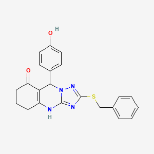 B2491813 2-(benzylsulfanyl)-9-(4-hydroxyphenyl)-5,6,7,9-tetrahydro[1,2,4]triazolo[5,1-b]quinazolin-8(4H)-one CAS No. 536981-23-4
