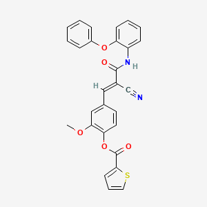 molecular formula C28H20N2O5S B2491824 [4-[(E)-2-cyano-3-oxo-3-(2-phenoxyanilino)prop-1-enyl]-2-methoxyphenyl] thiophene-2-carboxylate CAS No. 730944-87-3