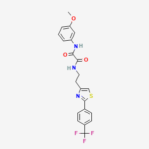 molecular formula C21H18F3N3O3S B2491828 N1-(3-methoxyphenyl)-N2-(2-(2-(4-(trifluoromethyl)phenyl)thiazol-4-yl)ethyl)oxalamide CAS No. 896366-71-5