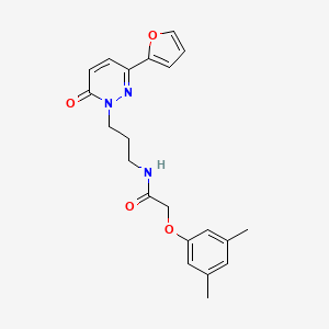 molecular formula C21H23N3O4 B2491829 2-(3,5-dimethylphenoxy)-N-(3-(3-(furan-2-yl)-6-oxopyridazin-1(6H)-yl)propyl)acetamide CAS No. 1058241-56-7
