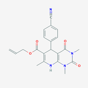 molecular formula C21H20N4O4 B2491840 Prop-2-enyl 5-(4-cyanophenyl)-1,3,7-trimethyl-2,4-dioxo-5,8-dihydropyrido[2,3-d]pyrimidine-6-carboxylate CAS No. 622361-39-1