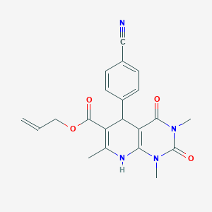 molecular formula C21H20N4O4 B2491840 prop-2-en-1-yl 5-(4-cyanophenyl)-1,3,7-trimethyl-2,4-dioxo-1H,2H,3H,4H,5H,8H-pyrido[2,3-d]pyrimidine-6-carboxylate CAS No. 622361-39-1