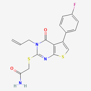 molecular formula C17H14FN3O2S2 B2491842 2-[5-(4-Fluorophenyl)-4-oxo-3-prop-2-enylthieno[2,3-d]pyrimidin-2-yl]sulfanylacetamide CAS No. 496023-35-9