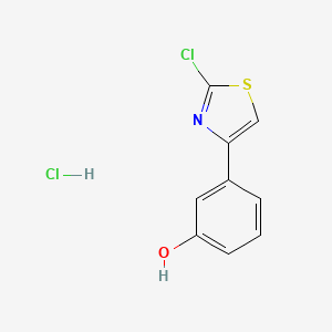 molecular formula C9H7Cl2NOS B2491856 3-(2-Chloro-1,3-thiazol-4-yl)phenol;hydrochloride CAS No. 2567495-61-6