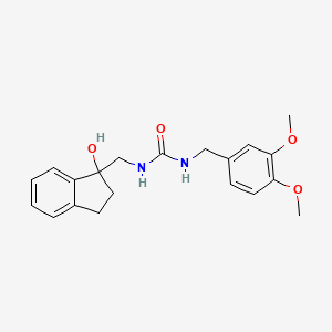 molecular formula C20H24N2O4 B2491861 1-(3,4-dimethoxybenzyl)-3-((1-hydroxy-2,3-dihydro-1H-inden-1-yl)methyl)urea CAS No. 1351614-26-0