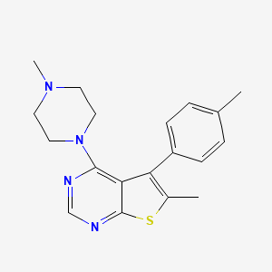molecular formula C19H22N4S B2491863 6-Methyl-4-(4-methylpiperazin-1-yl)-5-(p-tolyl)thieno[2,3-d]pyrimidine CAS No. 670270-91-4