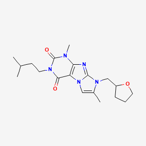 molecular formula C19H27N5O3 B2491866 4,7-Dimethyl-2-(3-methylbutyl)-6-(oxolan-2-ylmethyl)purino[7,8-a]imidazole-1,3-dione CAS No. 879563-83-4