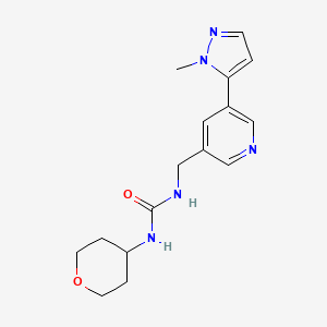 molecular formula C16H21N5O2 B2491868 1-((5-(1-methyl-1H-pyrazol-5-yl)pyridin-3-yl)methyl)-3-(tetrahydro-2H-pyran-4-yl)urea CAS No. 2034226-49-6