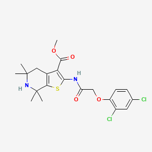 molecular formula C21H24Cl2N2O4S B2491878 Methyl 2-[[2-(2,4-dichlorophenoxy)acetyl]amino]-5,5,7,7-tetramethyl-4,6-dihydrothieno[2,3-c]pyridine-3-carboxylate CAS No. 887901-51-1