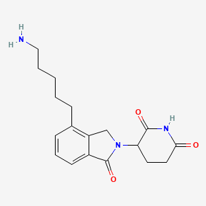 molecular formula C18H23N3O3 B2491883 3-[4-(5-Aminopentyl)-1-oxoisoindolin-2-yl]piperidine-2,6-dione CAS No. 2093388-45-3