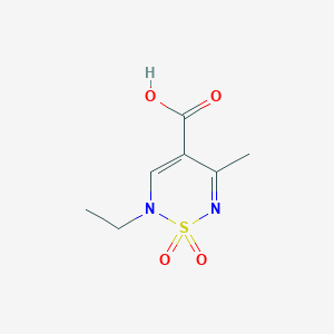 molecular formula C7H10N2O4S B2491884 2-乙基-5-甲基-2H-1,2,6-噻二嗪-4-甲酸 1,1-二氧化物 CAS No. 1710661-70-3