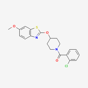 molecular formula C20H19ClN2O3S B2491897 (2-Chlorophenyl)(4-((6-methoxybenzo[d]thiazol-2-yl)oxy)piperidin-1-yl)methanone CAS No. 1286732-22-6