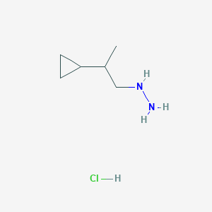 molecular formula C6H15ClN2 B2491900 2-Cyclopropylpropylhydrazine;hydrochloride CAS No. 2253639-98-2