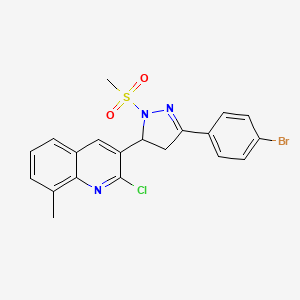 molecular formula C20H17BrClN3O2S B2491907 3-(3-(4-bromophenyl)-1-(methylsulfonyl)-4,5-dihydro-1H-pyrazol-5-yl)-2-chloro-8-methylquinoline CAS No. 442649-97-0