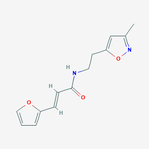 molecular formula C13H14N2O3 B2491913 (E)-3-(呋喃-2-基)-N-(2-(3-甲基异噁唑-5-基)乙基)丙烯酰胺 CAS No. 1421588-97-7