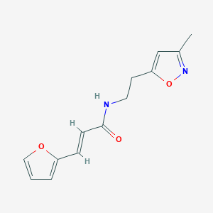 molecular formula C13H14N2O3 B2491913 (2E)-3-(furan-2-yl)-N-[2-(3-methyl-1,2-oxazol-5-yl)ethyl]prop-2-enamide CAS No. 1421588-97-7