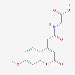 molecular formula C14H13NO6 B2491914 甘氨酸，N-[(7-甲氧基-2-氧代-2H-1-苯并吡喃-4-基)乙酰]- CAS No. 220184-28-1