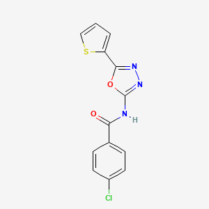 molecular formula C13H8ClN3O2S B2491916 4-chloro-N-(5-thiophen-2-yl-1,3,4-oxadiazol-2-yl)benzamide CAS No. 865287-66-7
