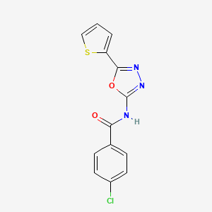 molecular formula C13H8ClN3O2S B2491916 4-chloro-N-[5-(thiophen-2-yl)-1,3,4-oxadiazol-2-yl]benzamide CAS No. 865287-66-7