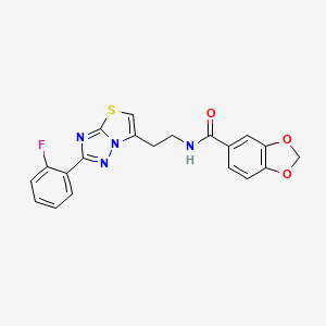 N-(2-(2-(2-fluorophenyl)thiazolo[3,2-b][1,2,4]triazol-6-yl)ethyl)benzo[d][1,3]dioxole-5-carboxamide