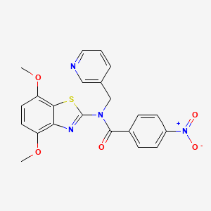molecular formula C22H18N4O5S B2491919 N-(4,7-dimethoxybenzo[d]thiazol-2-yl)-4-nitro-N-(pyridin-3-ylmethyl)benzamide CAS No. 895430-05-4