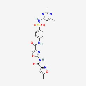 molecular formula C21H19N7O6S B2491920 N-(4-((4-(N-(2,6-dimethylpyrimidin-4-yl)sulfamoyl)phenyl)carbamoyl)oxazol-2-yl)-5-methylisoxazole-3-carboxamide CAS No. 1428367-13-8