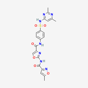 molecular formula C21H19N7O6S B2491920 N-(4-((4-(N-(2,6-dimetilpirimidin-4-il)sulfamoil)fenil)carbamoil)oxazol-2-il)-5-metilisoxazol-3-carboxamida CAS No. 1428367-13-8