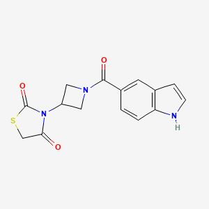 molecular formula C15H13N3O3S B2491922 3-(1-(1H-indole-5-carbonyl)azetidin-3-yl)thiazolidine-2,4-dione CAS No. 2034492-98-1