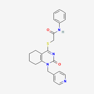molecular formula C22H22N4O2S B2491923 2-((2-oxo-1-(pyridin-4-ylmethyl)-1,2,5,6,7,8-hexahydroquinazolin-4-yl)thio)-N-phenylacetamide CAS No. 899746-99-7