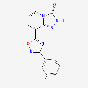 molecular formula C14H8FN5O2 B2491924 8-[3-(3-氟苯基)-1,2,4-噁二唑-5-基][1,2,4]三唑并[4,3-a]吡啶-3(2H)-酮 CAS No. 1239728-35-8