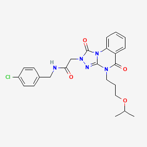 molecular formula C24H26ClN5O4 B2491926 N-(4-chlorobenzyl)-2-(4-(3-isopropoxypropyl)-1,5-dioxo-4,5-dihydro-[1,2,4]triazolo[4,3-a]quinazolin-2(1H)-yl)acetamide CAS No. 1243020-37-2