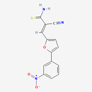 molecular formula C14H9N3O3S B2491932 (2E)-2-氰基-3-[5-(3-硝基苯基)呋喃-2-基]丙-2-烯硫酰胺 CAS No. 634164-87-7