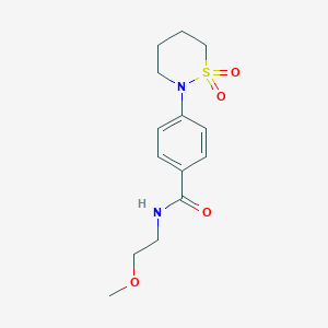 molecular formula C14H20N2O4S B2491934 4-(1,1-dioxido-1,2-thiazinan-2-yl)-N-(2-methoxyethyl)benzamide CAS No. 899756-59-3