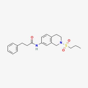molecular formula C21H26N2O3S B2491938 3-phenyl-N-(2-(propylsulfonyl)-1,2,3,4-tetrahydroisoquinolin-7-yl)propanamide CAS No. 955233-69-9