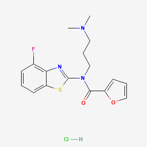 molecular formula C17H19ClFN3O2S B2491954 N-(3-(dimethylamino)propyl)-N-(4-fluorobenzo[d]thiazol-2-yl)furan-2-carboxamide hydrochloride CAS No. 1052537-59-3