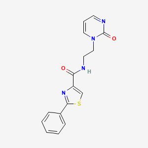 molecular formula C16H14N4O2S B2491961 N-(2-(2-oxopyrimidin-1(2H)-yl)ethyl)-2-phenylthiazole-4-carboxamide CAS No. 2309777-82-8
