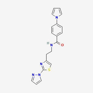 molecular formula C19H17N5OS B2491977 N-(2-(2-(1H-pyrazol-1-yl)thiazol-4-yl)ethyl)-4-(1H-pyrrol-1-yl)benzamide CAS No. 1448122-01-7