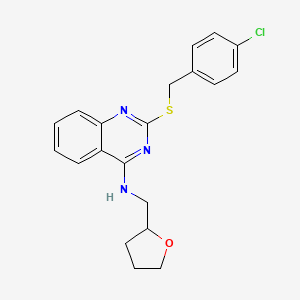 molecular formula C20H20ClN3OS B2491978 2-[(4-chlorophenyl)methylsulfanyl]-N-(oxolan-2-ylmethyl)quinazolin-4-amine CAS No. 422533-40-2