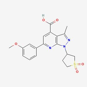 molecular formula C19H19N3O5S B2491981 1-(1,1-dioxidotetrahydrothiophen-3-yl)-6-(3-methoxyphenyl)-3-methyl-1H-pyrazolo[3,4-b]pyridine-4-carboxylic acid CAS No. 1105193-57-4