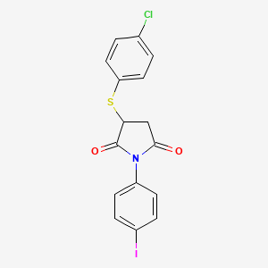 molecular formula C16H11ClINO2S B2491988 3-(4-氯苯基)硫代-1-(4-碘苯基)吡咯烷-2,5-二酮 CAS No. 329700-53-0