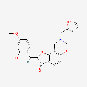 molecular formula C24H21NO6 B2491989 (Z)-2-(2,4-dimethoxybenzylidene)-8-(furan-2-ylmethyl)-8,9-dihydro-2H-benzofuro[7,6-e][1,3]oxazin-3(7H)-one CAS No. 951938-90-2