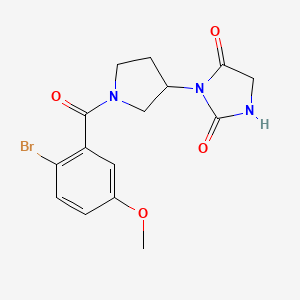 molecular formula C15H16BrN3O4 B2491992 3-(1-(2-Bromo-5-methoxybenzoyl)pyrrolidin-3-yl)imidazolidine-2,4-dione CAS No. 2320147-17-7