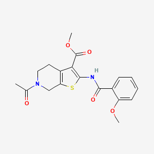 molecular formula C19H20N2O5S B2491993 甲酸甲酯 6-乙酰-2-(2-甲氧基苯甲酰基)-4,5,6,7-四氢噻吩并[2,3-c]吡啶-3-羧酸酯 CAS No. 887894-59-9