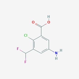 molecular formula C8H6ClF2NO2 B2492000 5-Amino-2-chloro-3-(difluoromethyl)benzoic acid CAS No. 2248349-84-8